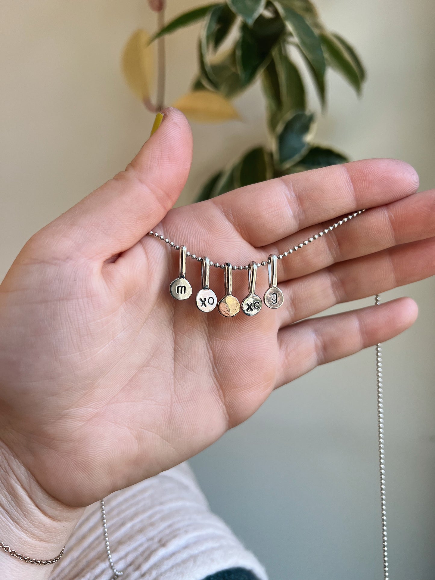 Sterling Silver Dot Necklace with Initial