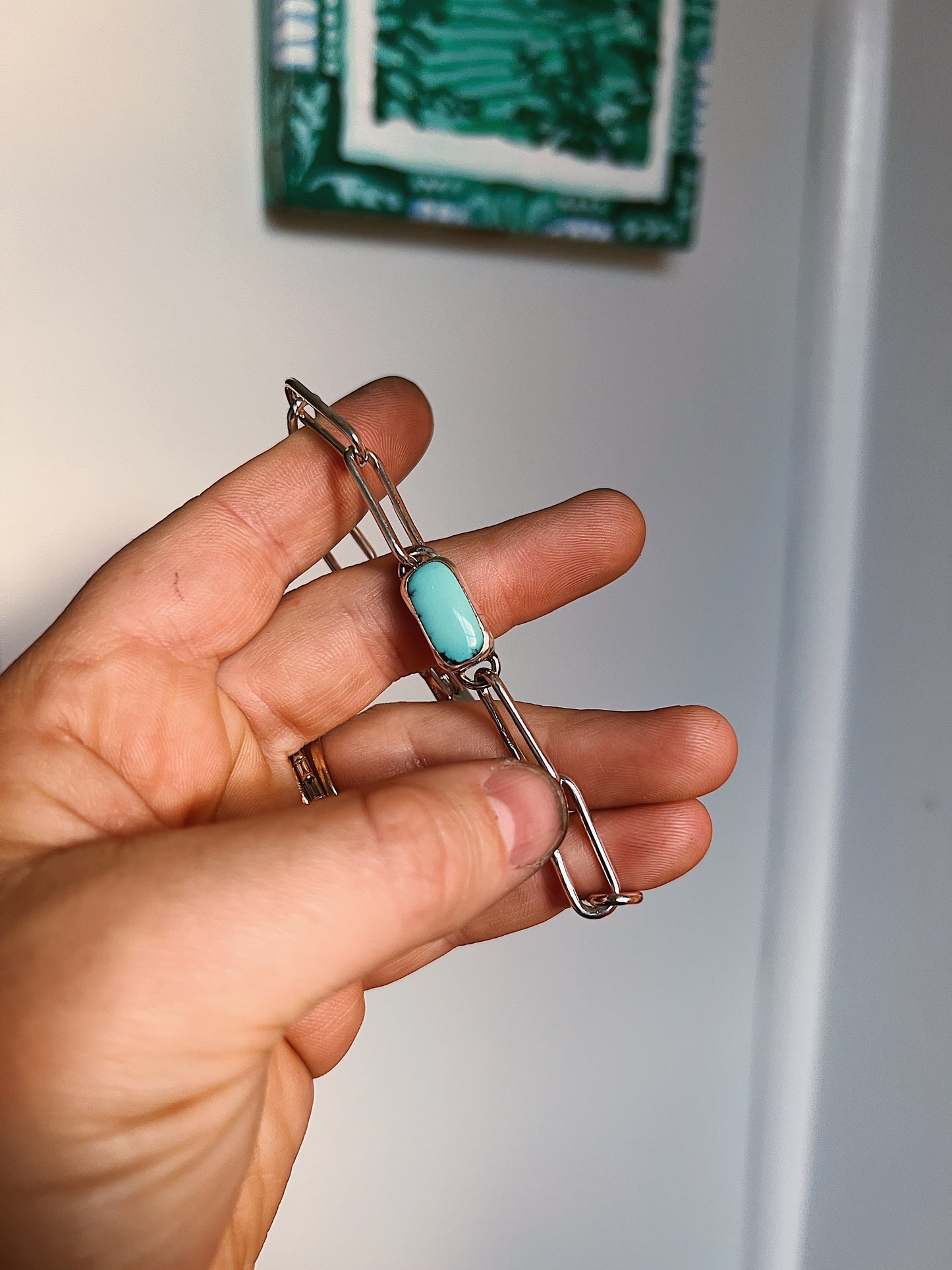 Paperclip Chain Bracelet with Stone