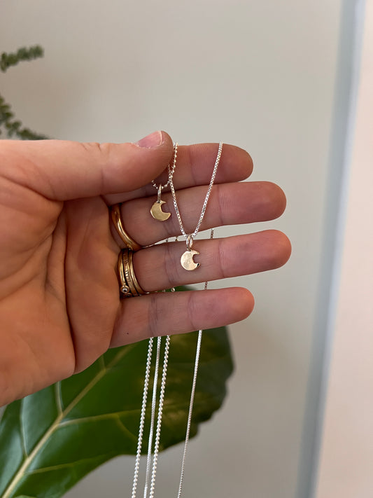 14k Gold Mini Moon Necklace
