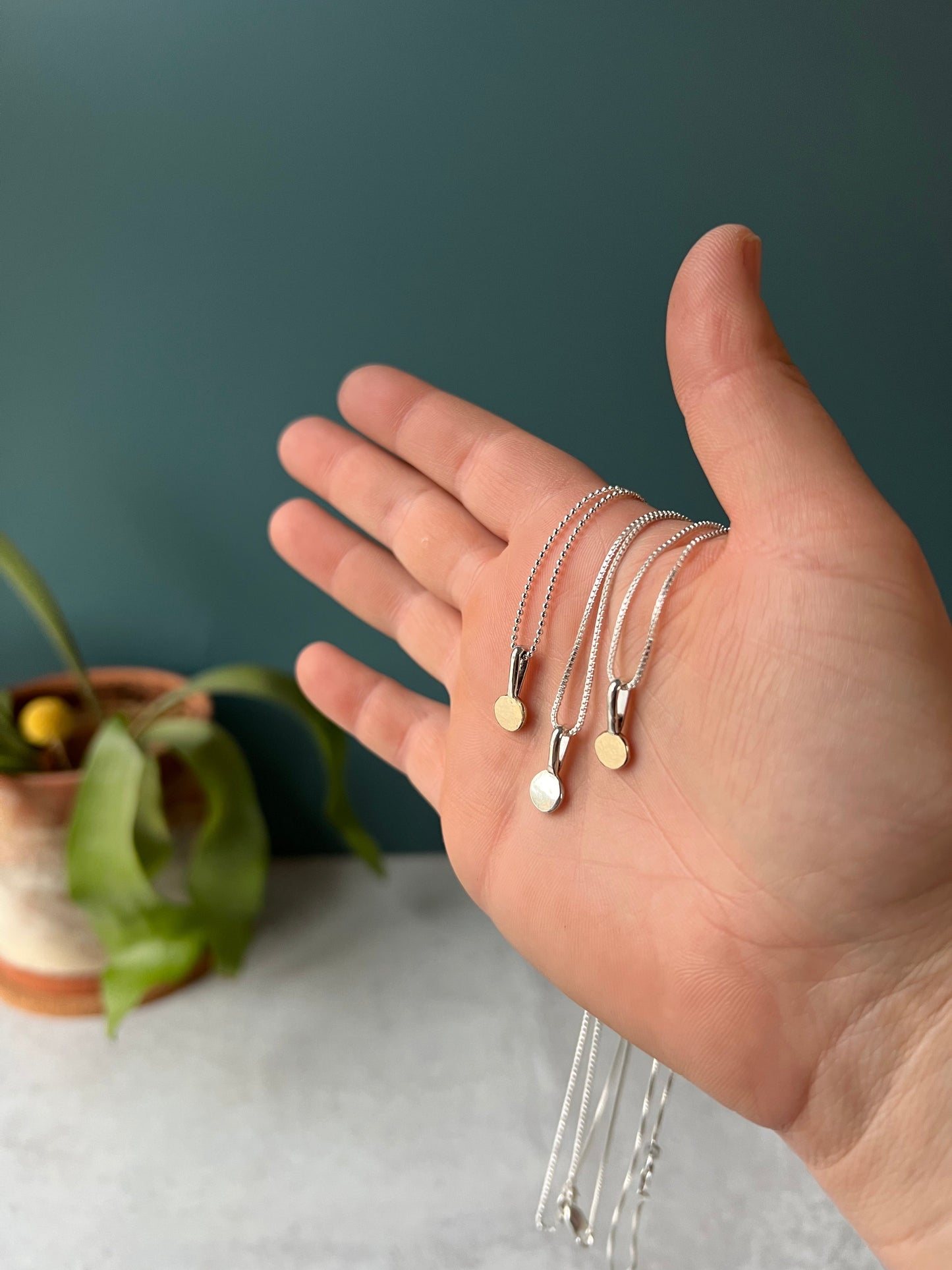 Gold Dot Necklace with Initial