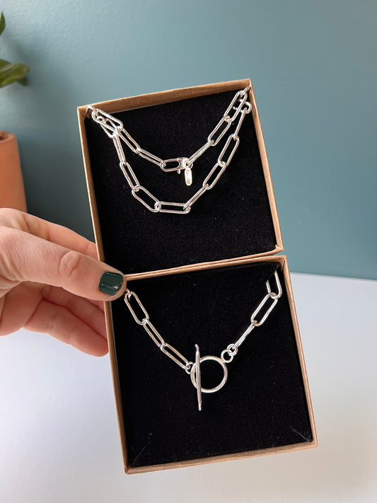 Paperclip Chain Necklace with Clasp