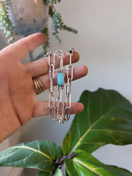 Paperclip Chain Bracelet with Stone