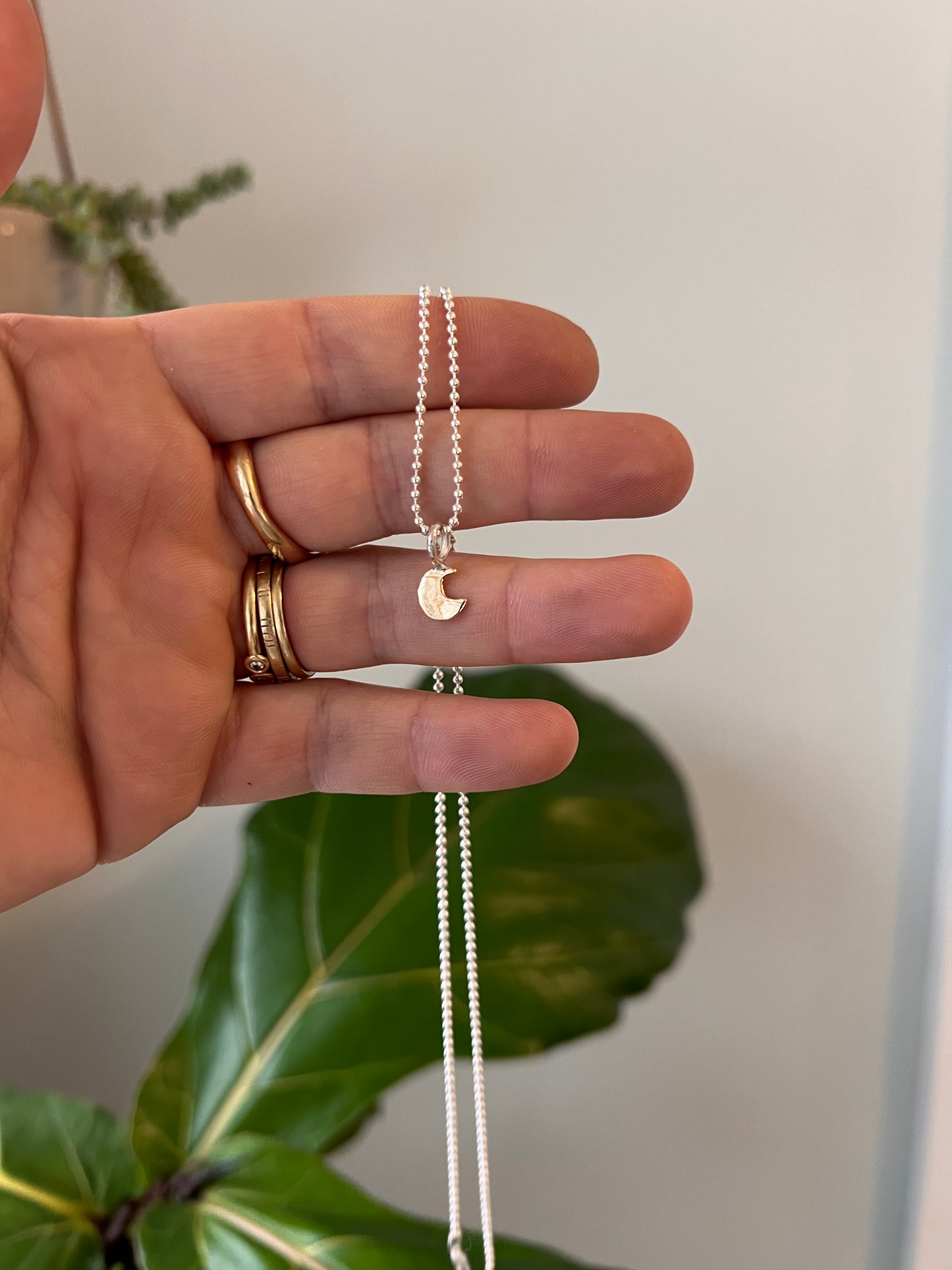 14k Gold Mini Moon Necklace