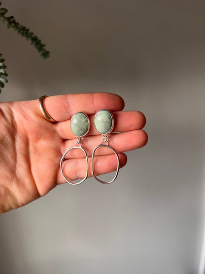 Organic Hoop Earrings with Stones #8