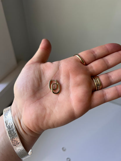 14k Yellow Gold Oval Mini Hoops