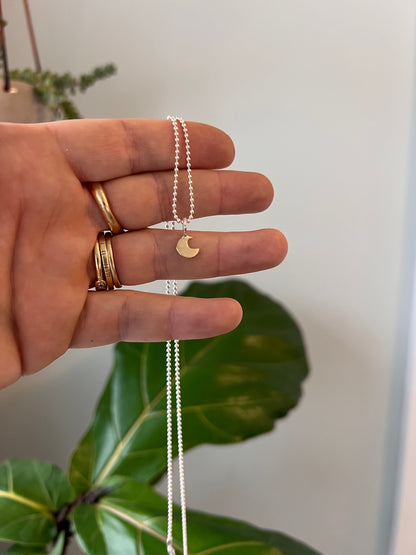 14k Gold Mini Moon Necklace