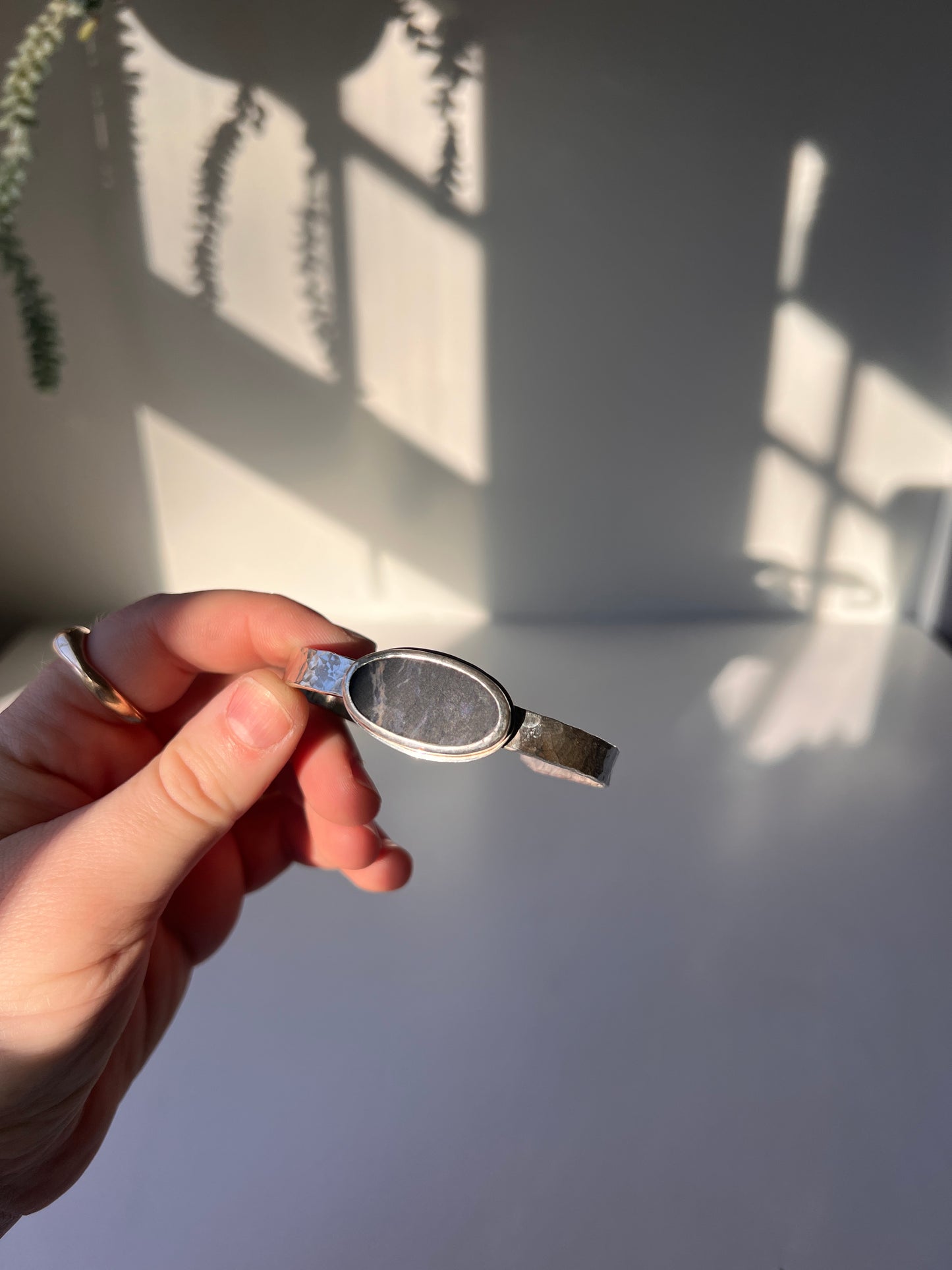 Sterling Silver Cuff with Stone