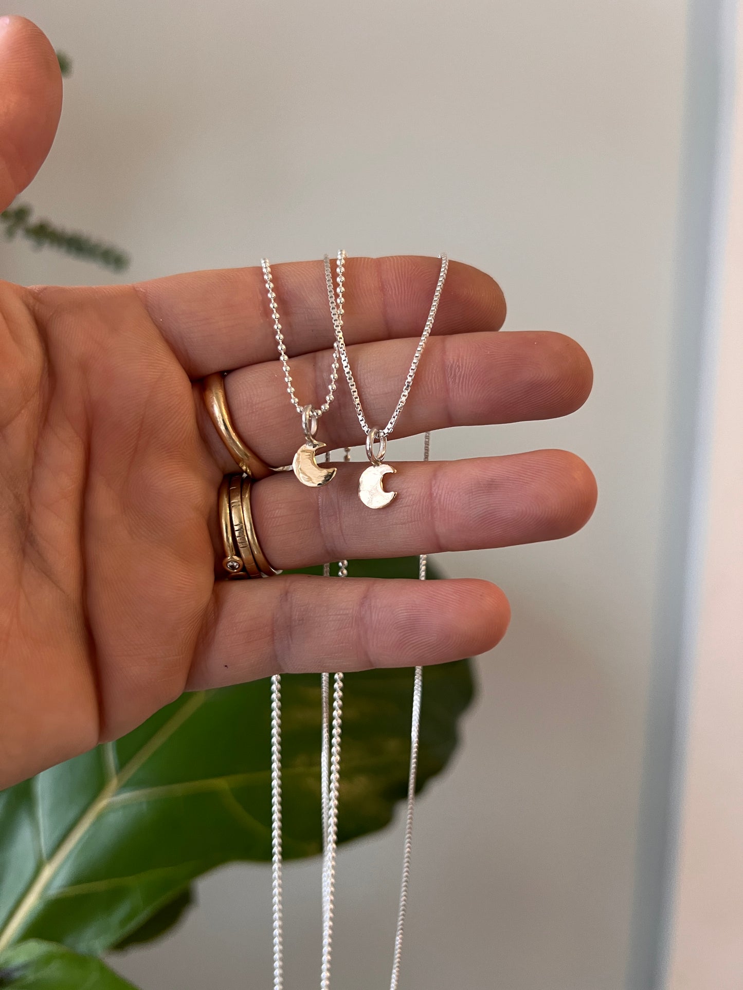 14k Gold Mini Moon Necklace