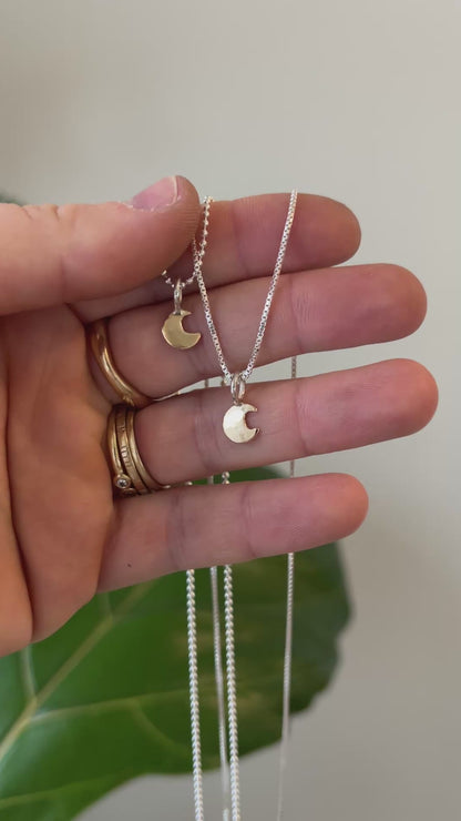 14k Gold Mini Moon Necklace