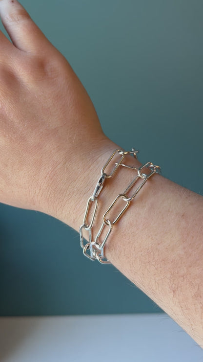 Paperclip Chain Bracelet with one 14k gold link